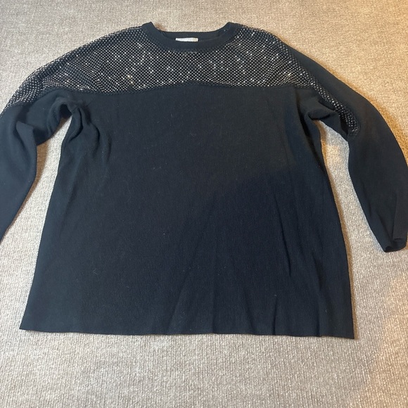 Elegant Black Sweater with Mesh Detail 1241 - Picture 1 of 3